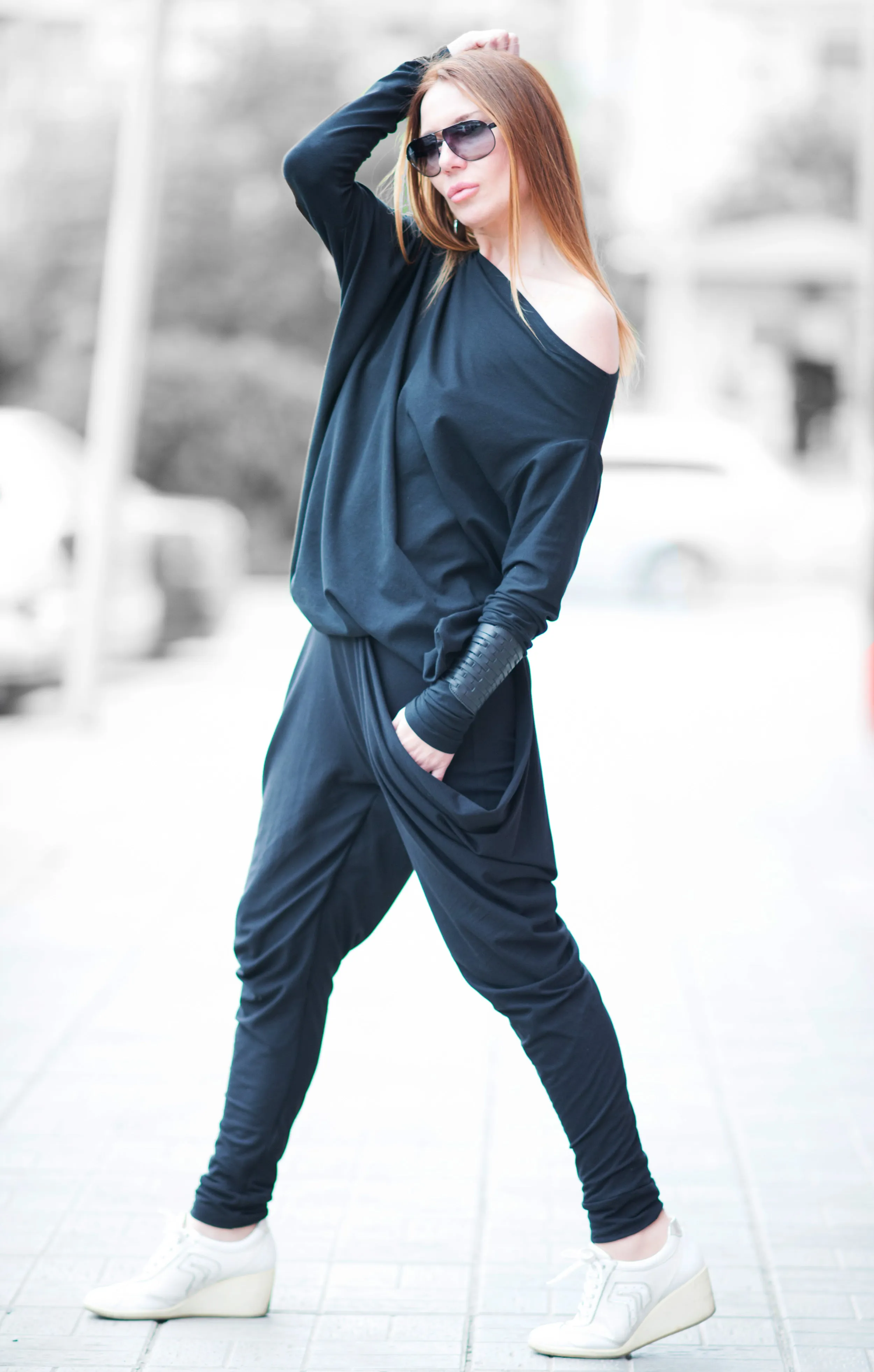 Black Jersey Pants by EUG Fashion