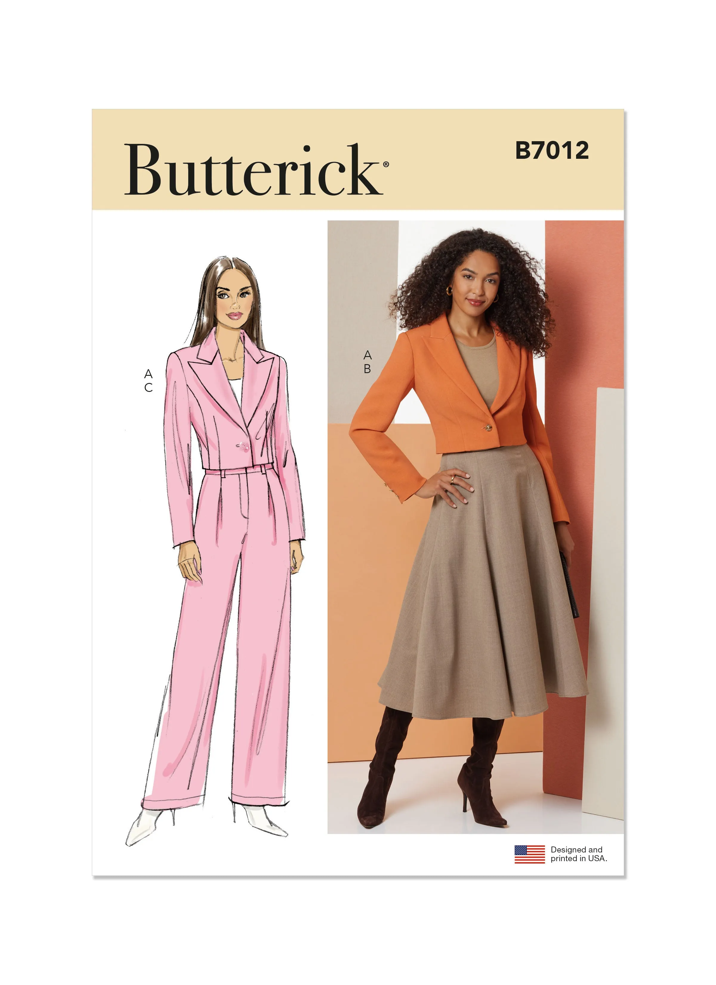 Butterick sewing pattern B7012 Misses' Jacket, Skirt, and Pants