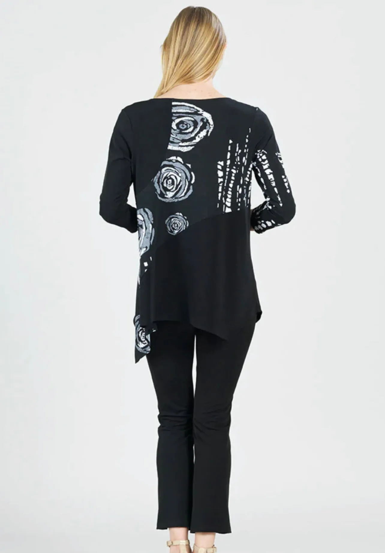 CLARA SUNWOO TU122P Color Block Angle Flow Tunic - Rose Scatter