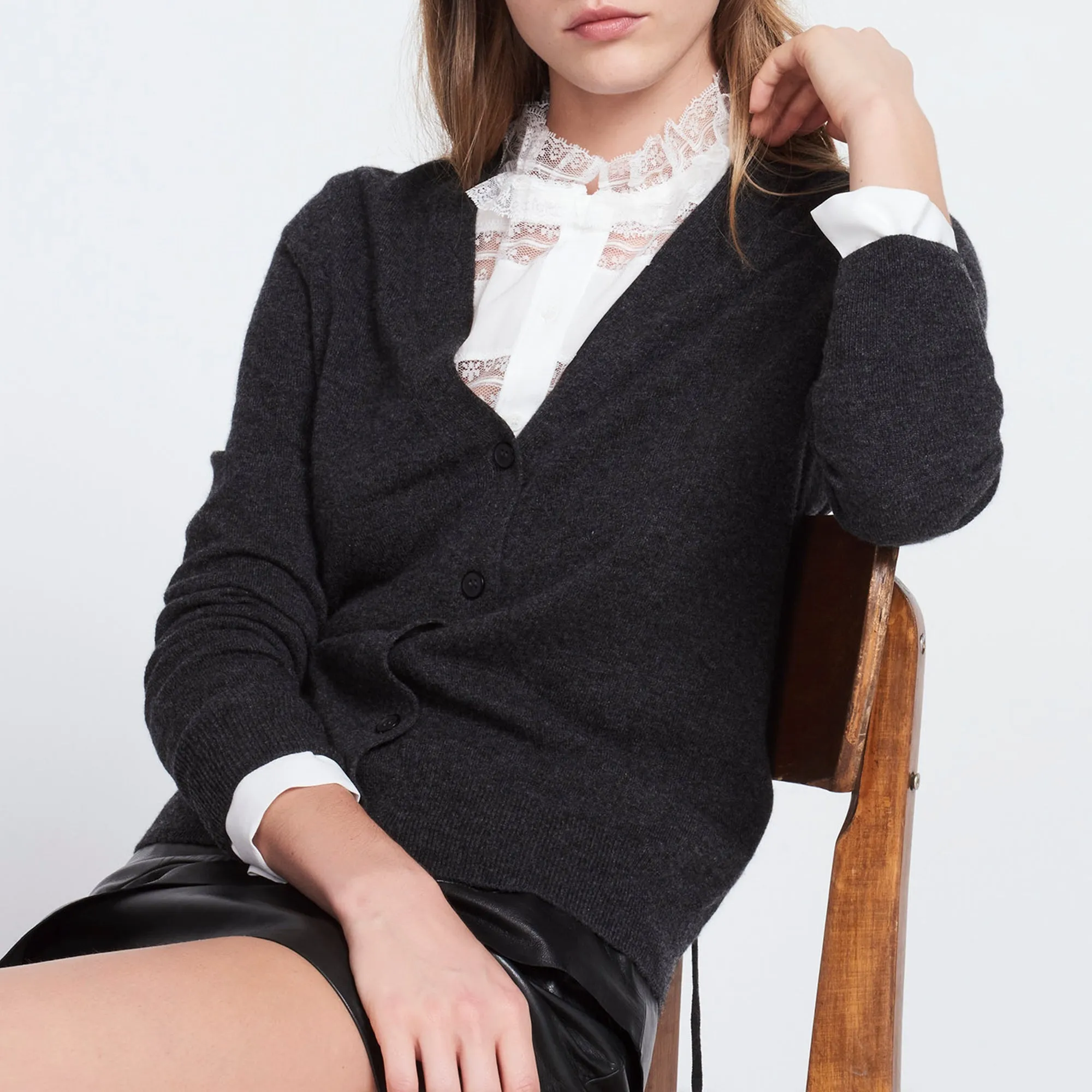 Gilet en laine et cachemire effet corset