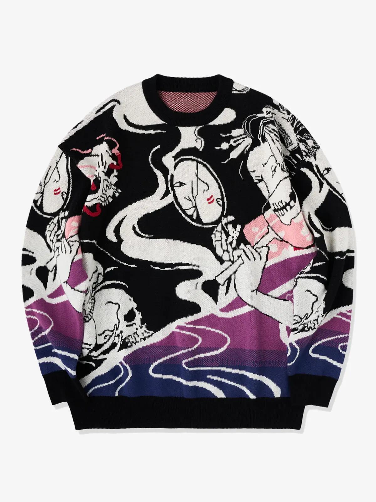 Intertwining Humans & Yokai Jacquard Knitted Sweater