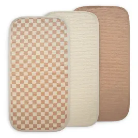 Mushie - Organic Cotton Changing Pad Liner 3-Pack - Check Combo