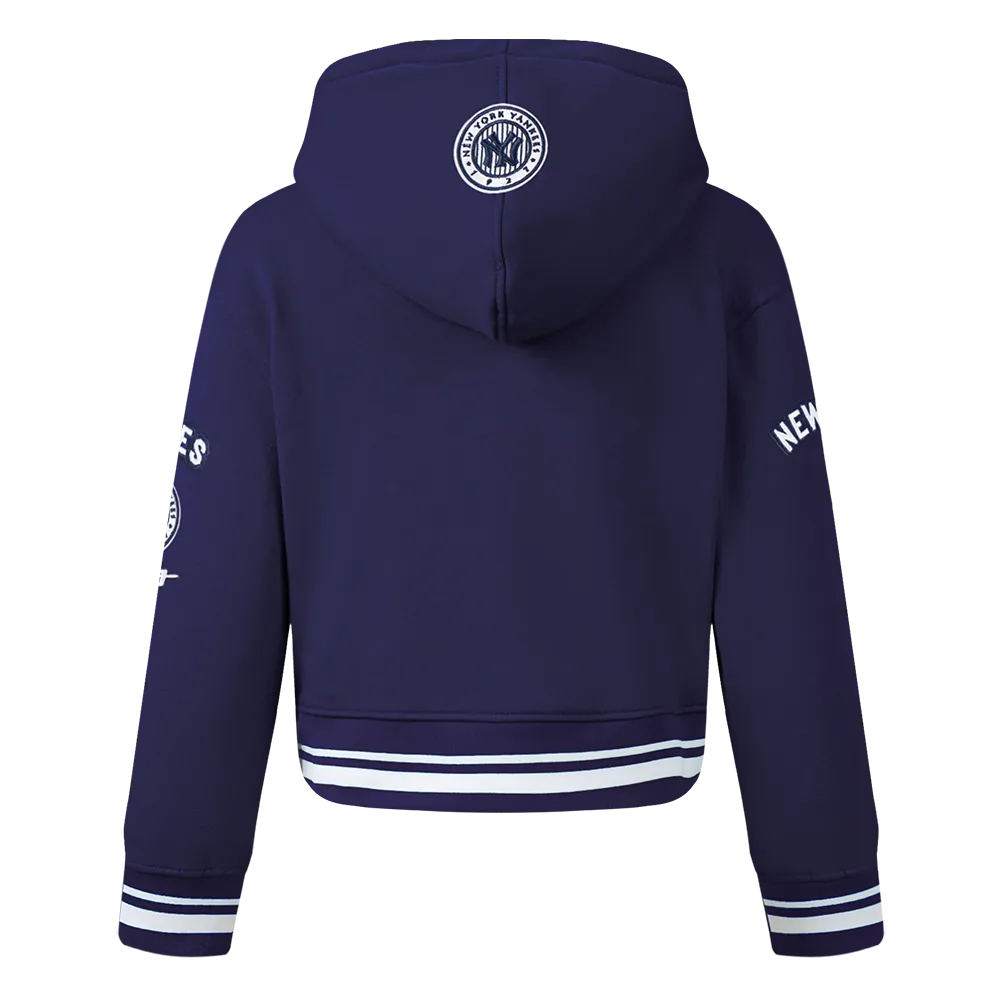 NEW YORK YANKEES RETRO CLASSIC TODDLER GIRLS RIB FLC PO HOODIE (MIDNIGHT NAVY)