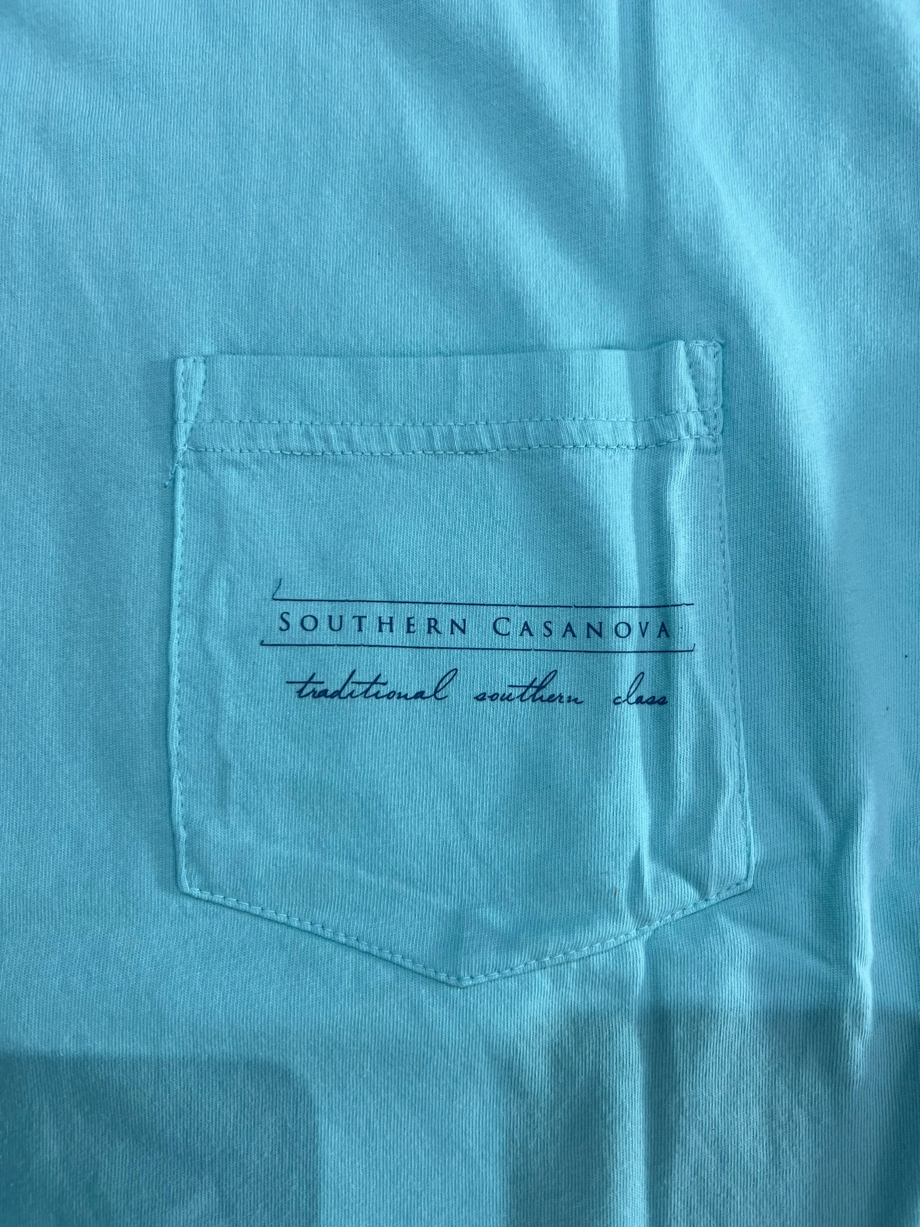 Southern Casanova Bottle Cap Logo SS Tee - Turquoise Blue